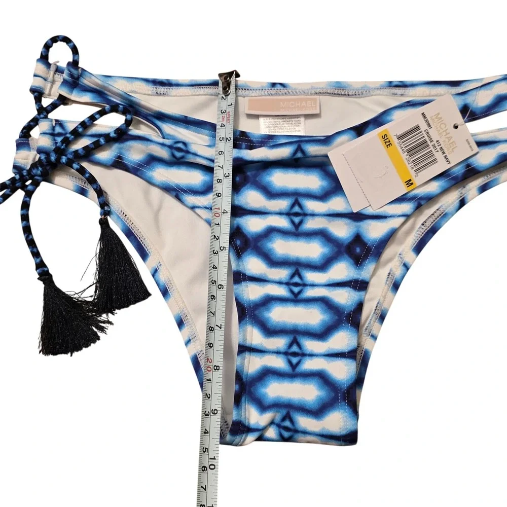 Michael Kors Blue Ikat Tassel Bikini Bottoms MM3D991 New Navy Medium